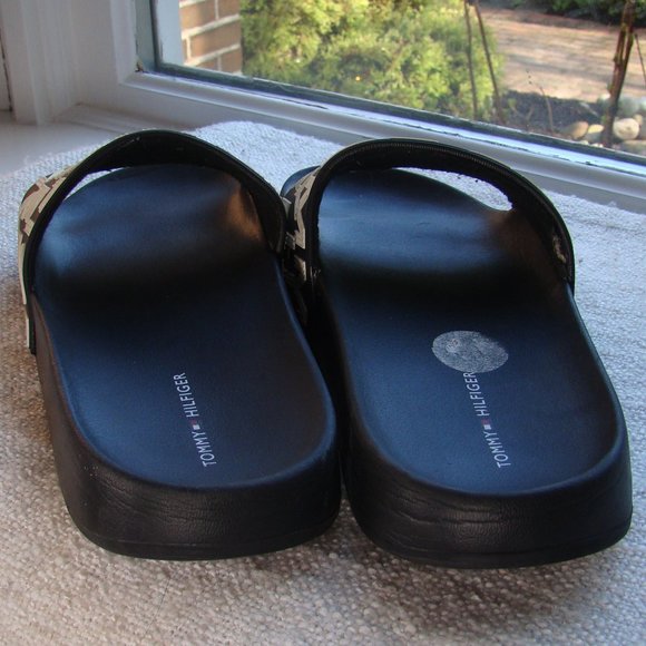 Tommy Hilfiger black slides white logo, size 8 - Picture 5 of 5